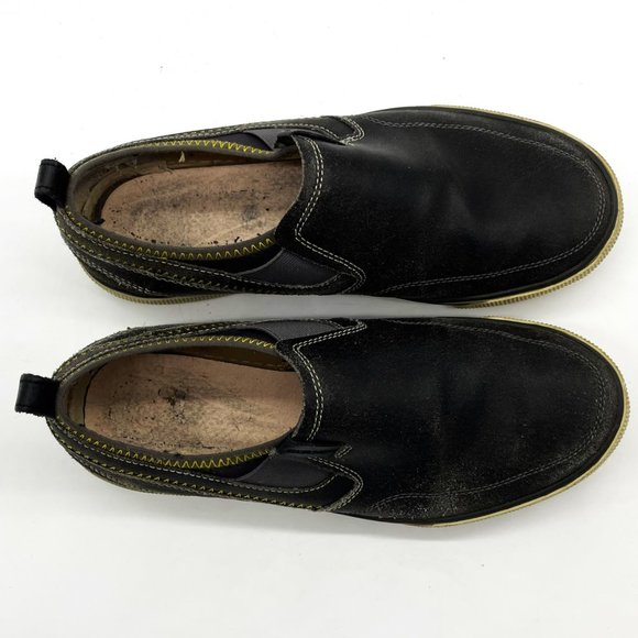 Skechers Mens Size 9 Memory Foam Charcoal Leather Slip-On Loafers Shoes 63808 - Picture 5 of 6